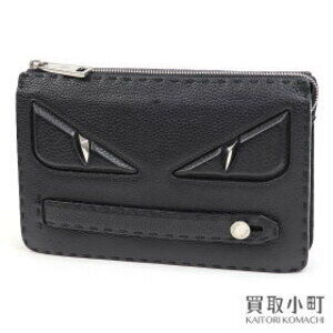 Fendi Selleria Bag Bugs Monster Eye Clutch Black Leather Shoulder